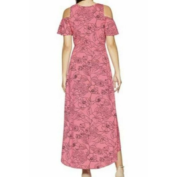 NEW Mod-O-Doc Women's Cinch Waist Hi-Lo V Neck Midi Dress M Desert Rose - Picture 3 of 4